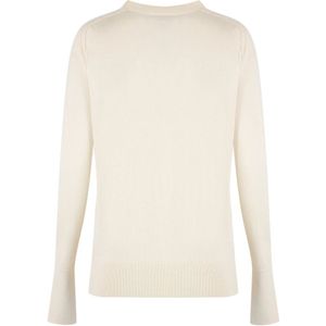 Calvin Klein, Truien, Dames, Beige, L, Wol, Geribbelde crew-neck wollen trui