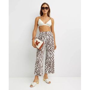 Max Mara, Broeken, Dames, Bruin, L, Zebra Print Strandbroek