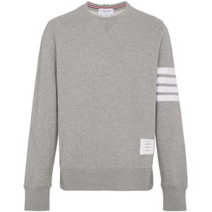 Thom Browne, Sweatshirts & Hoodies, Heren, Grijs, XL, Katoen, Grijze Sweaters - 4 Bar Classic Sweatshirt