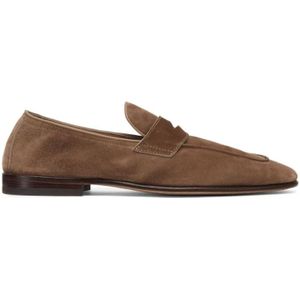 Brunello Cucinelli, Lichtbruine Suède Instappers Bruin, Heren, Maat:43 EU