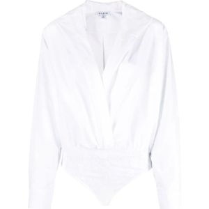 Alaïa, Witte Poplin Hoodie met Diepe V-Hals Wit, Dames, Maat:M