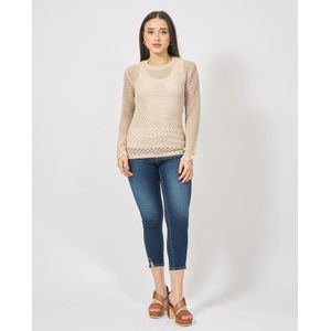 Fracomina, Truien, Dames, Beige, XL, Nylon, Beige Sweater Regular Fit Lange Mouw