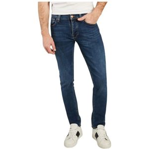 Nudie Jeans, Jeans, Heren, Blauw, W34 L32, Katoen, Slim-fit Jeans Grim Tim Indigo Myth