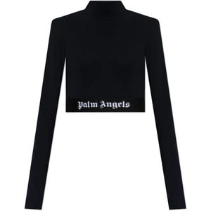 Palm Angels, Tops, Dames, Zwart, S, Top met Logo