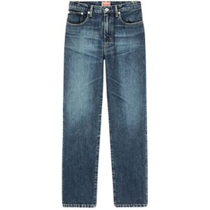 Kenzo, Jeans, Dames, Blauw, W26, Katoen, Rock Blauwe Straight-Cut Jeans