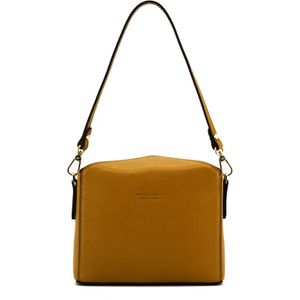 Pourchet Paris, Tassen, Dames, Geel, ONE Size, Leer, Gele Crossbody Tas Magnetische Sluiting