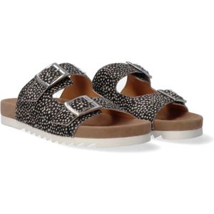 Maruti, Schoenen, Dames, Veelkleurig, 38 EU, Leer, Beige Pixel Print Slippers Bellona