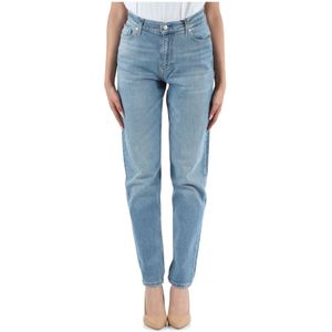Calvin Klein Jeans, Jeans, Dames, Blauw, W31, Katoen, Mom Fit Jeans met Vijf Zakken