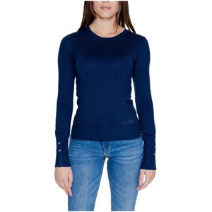 Guess, Truien, Dames, Blauw, L, Katoen, Blauw Katoenen Breigoed Vrouwen Herfst/Winter