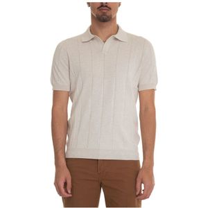 Gran Sasso, Jersey Polo Shirt met elastische taille Beige, Heren, Maat:XL