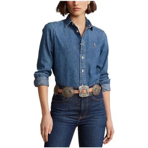 Polo Ralph Lauren, Blouses & Shirts, Dames, Blauw, M, Denim, Denim Overhemd - Stijlvol en veelzijdig