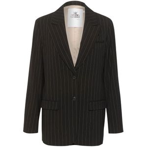 Karen by Simonsen, Jassen, Dames, Zwart, S, Gestreepte Blazer Jas Meteoriet