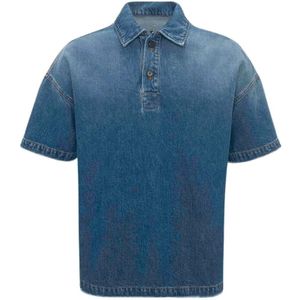 JW Anderson, Denim Polo Shirt Blauw, Heren, Maat:S