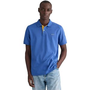 Gant, Tops, Heren, Blauw, 2Xl, Katoen, Contrast Piqué Polo Shirt
