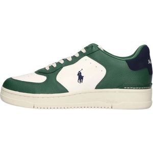 Ralph Lauren, Schoenen, Heren, Groen, 47 EU, Leer, Groen Wit Lage Sneakers