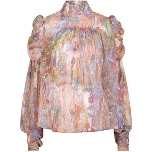 Radical, Blouses & Shirts, Dames, Veelkleurig, XL, Multicolor Top Jagger met Pofmouwen