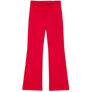 Semicouture, Broeken, Dames, Rood, S, Rode op maat gemaakte broek met plooidetails