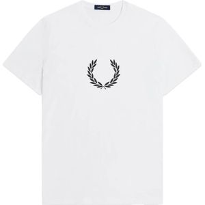 Fred Perry, Tops, Heren, Wit, M, Katoen, Laurel Wreath Grafisch T-Shirt