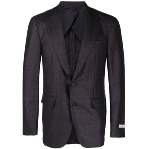 Canali, Ongevoerde Single-Breasted Jas Grijs, Heren, Maat:XL