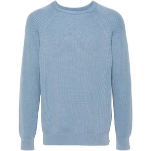 Drumohr, Truien, Heren, Blauw, S, Katoen, Blauwe Crew-Neck Sweater