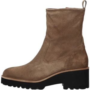 Paul Green, Schoenen, Dames, Bruin, 41 EU, Suède, Taupe Suède Enkellaarzen met Plateau