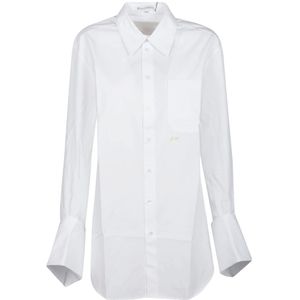 JW Anderson, Blouses & Shirts, Dames, Wit, S, Witte Oversized Manchet Shirt