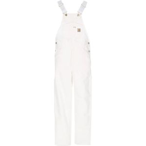 Carhartt Wip, Jumpsuits & Playsuits, Heren, Wit, W28 L30, Katoen, Canvas Bib Overall Dungarees