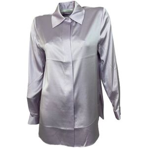 Herzen's Angelegenheit, Blouses & Shirts, Dames, Paars, XL, Zijden Blouse Rechte Snit Lange Mouw