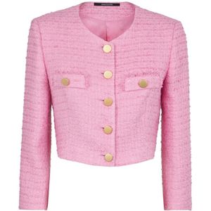 Tagliatore, Exclusieve Rosy Tweed Jas Roze, Dames, Maat:M