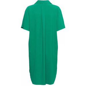 &Co Woman, Kleedjes, Dames, Groen, 2Xl, Polyester, Groene Uitlopende Jurk met Kraag