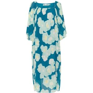 InWear, Kleedjes, Dames, Veelkleurig, S, Polyester, Groene Poëtische Bloemen Lange Jurk