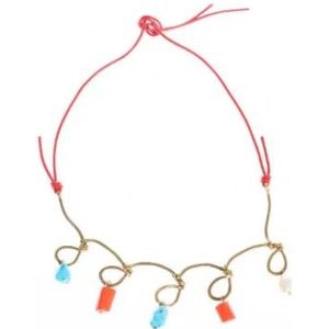 Marni, Gedraaide Band Koraal en Turkoois Ketting Veelkleurig, Dames, Maat:ONE Size