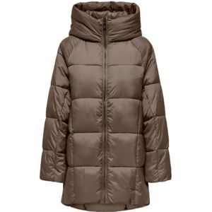 Only, Oversized Pufferjas Bruin, Dames, Maat:M