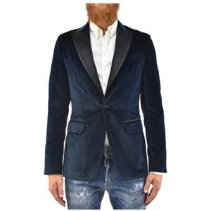 Dsquared2, Jassen, Heren, Blauw, S, Katoen, Blauwe Katoenen Blazer voor Heren