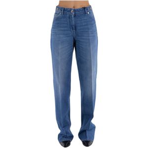 Versace, Jeans, Dames, Blauw, W27, Denim, Stone Wash Loose-fit Denim Jeans