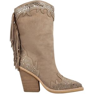 Alma EN Pena, Schoenen, Dames, Bruin, 37 EU, Leer, Fringe Hakken Leren Laars