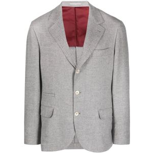 Brunello Cucinelli, Grijze Blazer van Wolmix Grijs, Heren, Maat:M