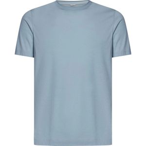 Malo, Tops, Heren, Blauw, M, Katoen, Heldere Blauwe Geribbelde T-shirts en Polos