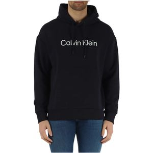 Calvin Klein, Sweatshirts & Hoodies, Heren, Blauw, M, Katoen, Katoenen hoodie met logo