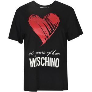 Moschino, Stijlvolle T-shirts en Polos Zwart, Dames, Maat:XL