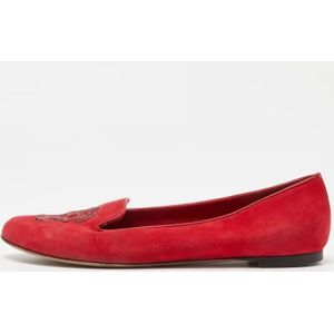 Alexander McQueen Pre-owned, Pre-owned, Dames, Rood, 37 EU, Pre-owned Suede flats