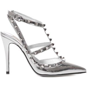 Valentino Garavani, Zilveren Rockstud Patent Leren Pumps Grijs, Dames, Maat:38 EU