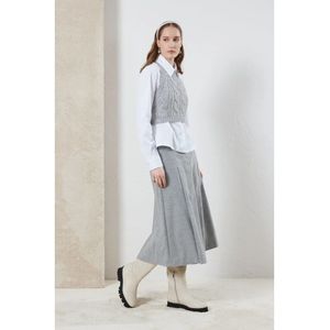 Peserico, Rokken, Dames, Grijs, L, Wol, Wol en viscose mix lichte flanellen culottes