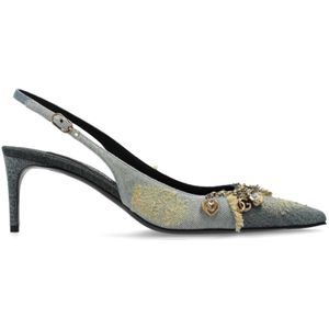 Dolce & Gabbana, Schoenen, Dames, Blauw, 37 1/2 EU, Leer, Schoenen met hakken en applicaties