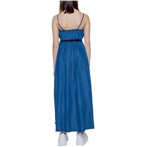 Only, Kleedjes, Dames, Blauw, XS, Katoen, Blauwe Strapless Jurk voor Lente/Zomer