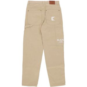 Karl Kani, Broeken, Heren, Beige, M, Katoen, Baggy Workwear Broek Sand