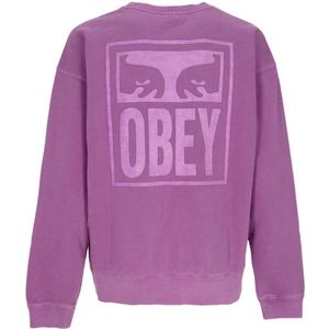 Obey, Sweatshirts & Hoodies, Dames, Paars, L, Katoen, Lichtgewicht Crewneck Sweatshirt Pigment Eyes Icon