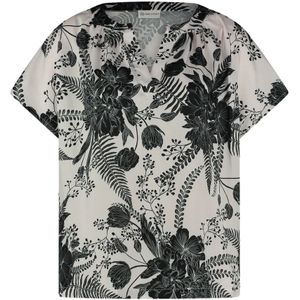 Jane Lushka, Blouses & Shirts, Dames, Zwart, 2Xl, Polyester, Bloemenprint Zijdeachtige Top