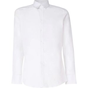 Dolce & Gabbana, Overhemden, Heren, Wit, XL, Katoen, Witte Slim Fit Italiaanse Kraag Shirt