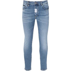 Philipp Plein, Jeans, Heren, Blauw, W34, Denim, Skinny Fit Kobaltblauwe Jeans